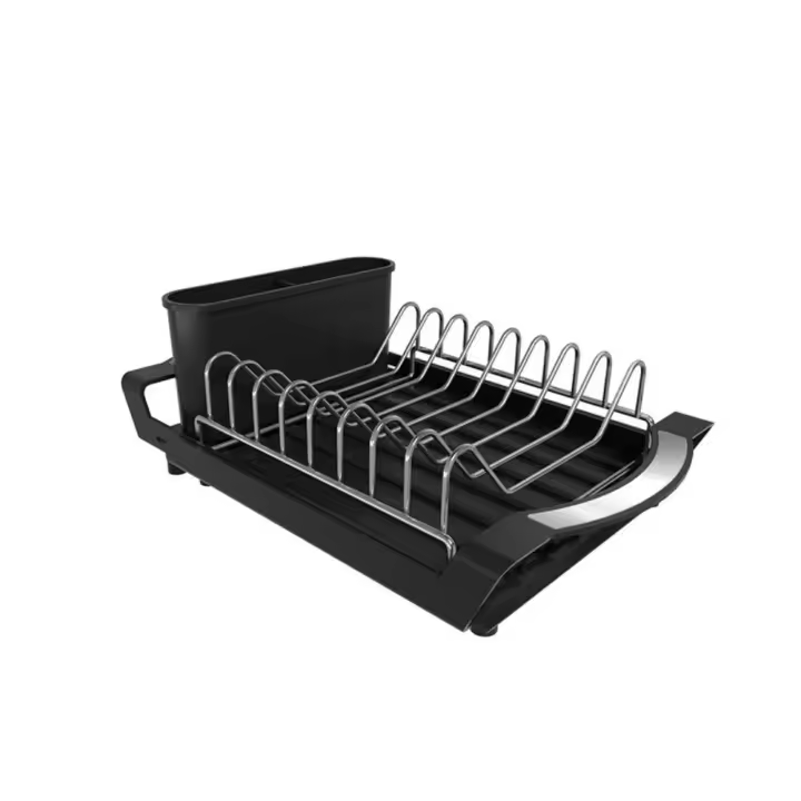 Escurridor de platos extensible, gran capacidad, ahorro de espacio, soporte de almacenamiento de utensilios, organizador de vajilla, bandeja de drenaje de diseño hueco - 1