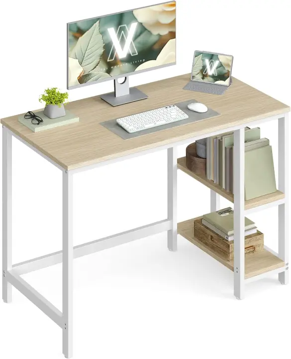 Escritorio, Mesa de Trabajo, 100 x 50 x 76 cm, Estilo Moderno, para Estudio Dormitorio Salón Oficina, Marrón Rústico y Negro Tinta LWD046B01 - 1