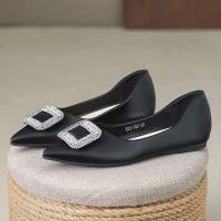 Zapatos de ballet de punta plana informales con hebilla cuadrada de cristal brillante para mujer - details 6