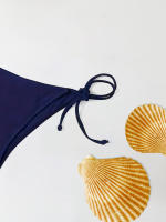 Conjunto de Bikini Tanga de Naval Azul Estilo de Baño Sexy para Mujeres - details 5