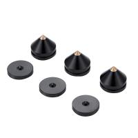 Juego de 8 almohadillas para pies de soporte de altavoz, aleación de aluminio, clavos de Metal, cono para suelo, color negro - details 1