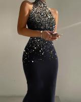 Moda mujer nueva tendencia Z Color sólido Sexy elegante Godde Single ulder Drees - details 24