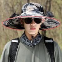 Sombrero de tela transpirable con ventilador, gorra con ventilador solar con estampado de camuflaje y ala, carga USB para actividades al aire libre, unisex para pescar - details 5