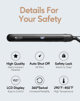 Hierro Liso de Cerámica KIPOZI Calentamiento Rápido, Ajustable Temperatura, Cerradura de Seguridad, 2 En 1 Enchufe de Estándar Europeo Certificado CE - details 2