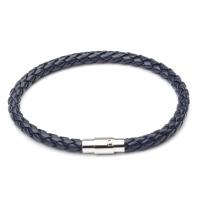 Nueva moda, pulsera y pulsera de la amistad de cuero negro, joyería punk para hombre, regalo de Navidad SL019 - details 3