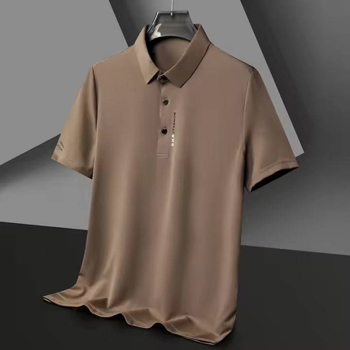 Camisa Polo Para Hombre De Color Sólido Con Mangas Cortas Transpirable Y Cómoda Elástica Casual Primavera Verano Poliéster - 1