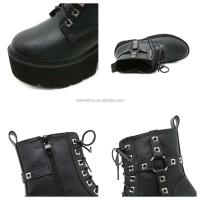Dropshipping Logo gótico zapatos de tacón bajo para mujer moda remache tobillo botas Martin de fondo grueso - details 10