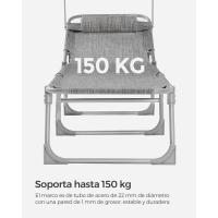 Silla de Sentado al Aire Libre Ajustable Plegable, 193 x 53 x 29 cm, Capacidad de 150 kg, con Parasol, reposacabezas, Respaldo - details 23