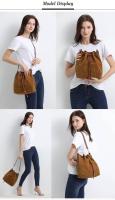 AFKOMST Bolsos tipo cubo de cuero Bolso cruzado con cordón para mujer Bolsos medianos y hobo con 2 correas para el hombro Mochila de lujo de alta gama - details 0