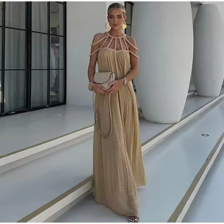 Vestidos largos sin mangas para mujer, con espalda descubierta ropa holgada, elegante, para playa, vacaciones, fiesta, verano - 1