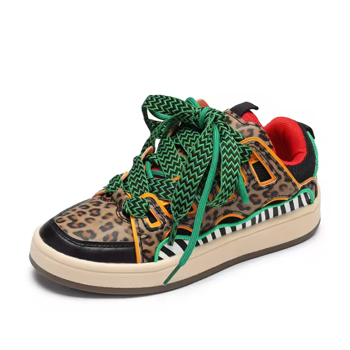 Zapatos Deportivos Casuales para Mujer de Tacón Bajo Estampado de Leopardo Pisa Plano - 1