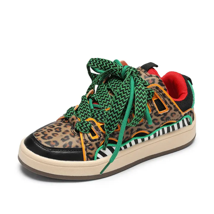 Zapatos Deportivos Casuales para Mujer de Tacón Bajo Estampado de Leopardo Pisa Plano - 1