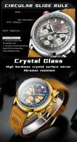 Reloj de cuarzo multifunción para hombre, cronógrafo de aviación, correa de cuero genuino, resistente al agua, luminoso, informal - details 6