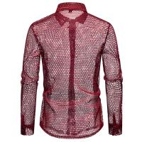 Camisa à manches longues évidée pour hommes, camisas de performance de personnalité, camisas de danse en boîte de nuit pour hommes, diseño de modo, nouveau - details 2