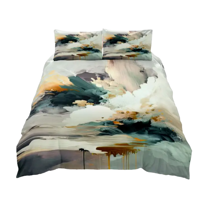 Juego de funda nórdica Fluid Leaves, tamaño King, Queen, doble, individual, juego de ropa de cama individual - 1