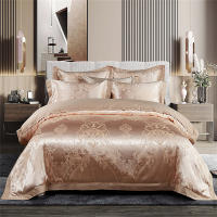 Juego de Ropa de Cama con Bordado de Jacquard Dorado Svetanya Funda de Edredón y Funda de Almohada para Cama Reina y Rey con Tela Elástica - details 13