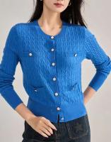 Cárdigan informal y cómodo para mujer con botones de cuello redondo, chaqueta cálida de manga larga, diseño holgado - details 7