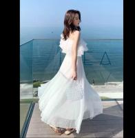 Vestido de Gasa Blanca de Verano Manga de Princesa de Cintura Alta y Delgada - details 11