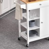 Carrito de Cocina Carro Auxiliar con Ruedas 1 Cajón 1 Armario 3 Estantes Abiertos de Almacenamiento para Comedor 66x39,5x86,5 cm Blanco - details 6