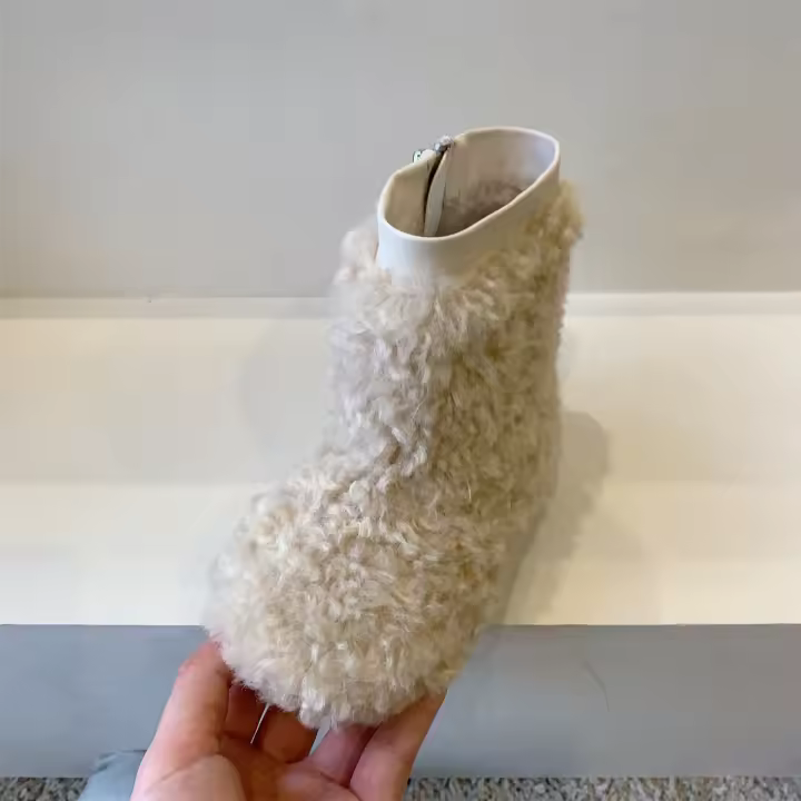 Botas de nieve para niñas, botas esponjosas, zapatos de algodón de felpa - 1