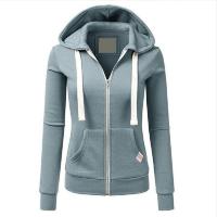 Sudadera con capucha de manga larga para mujer, abrigo deportivo informal con bolsillos y cremallera, Color sólido, otoño - details 2