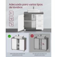 Mueble Bajo Lavabo Armario de Baño con 3 Cajones Diseño Trasero con 2 Compartimentos - details 36