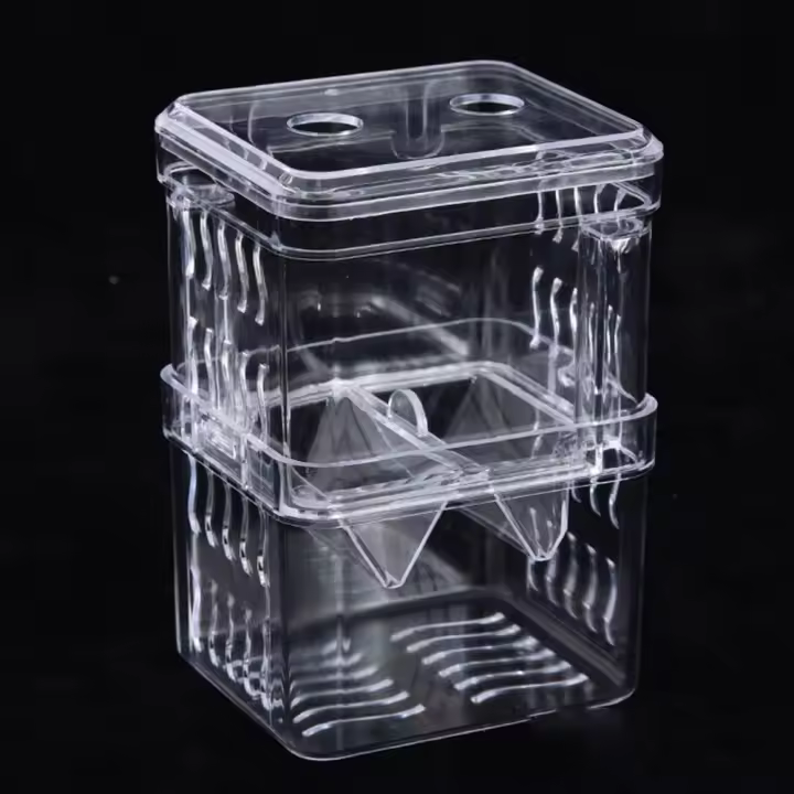 Caja cría de acuario de varios tamaños, caja incubadora acrílica duradera para incubar peces de bebé, caja portátil segura para pecera Betta, divisor de pez payaso - 1