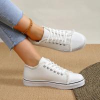 Zapatillas de lona vulcanizadas para mujer, zapatos planos de corte bajo con cordones, color blanco roto, primavera y otoño - details 3