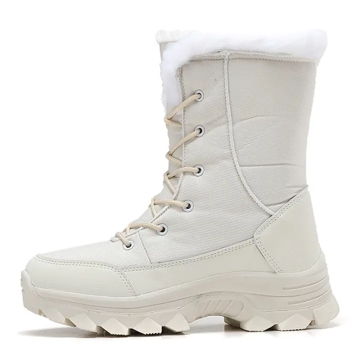 Botas de nieve para mujer, botas de invierno cálidas con forro de piel, botines antideslizantes, botas de nieve a media pantorrilla - 1