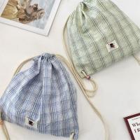 Bolso con cordón a cuadros coreanos Vintage, mochila ligera Y2k estética a cuadros, mochilas escolares informales para estudiantes Harajuku para senderismo - details 11