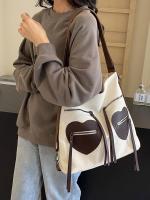 Mochila retro beige en forma de corazón, bolso de un solo hombro - details 0