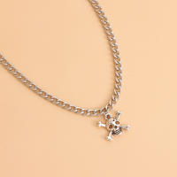 Joyería Collar con colgante de calavera de hip-hop simple y exagerado para mujer Cadena de clavícula metálica sin decoloración - details 6