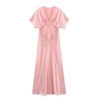 OUWU- Vestido Largo De Fiesta Acampanado Con Temperamento Para Mujer, Novedad De Verano, Moda Informal De Manga Corta Con Textura De Satén De Seda, Vestido Elegante Para Primavera 2025 - details 4