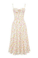 Vestido midi de satén con tirantes finos para mujer, abertura frontal, ahuecado, con bolsillos - details 26