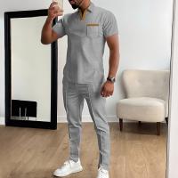 [Conjunto de polo versátil] Conjunto de polo versátil de color sólido para hombre: ropa informal para exteriores con bolsillos y pantalones cortos a juego - details 4