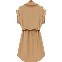 BUNO-Vestido de mujer novedad de verano vestido de gasa de Color puro una línea se compromete a mostrar cintura delgada Vestidos femeninos Vestidos casuales - details 4