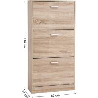 Zapatero con 3 Compartimientos, Zapatero con 3 Niveles Ajustables, para Entrada, Pasillo, Sala de estar, Dormitorio, 60 x 24 x 120 cm (Largo x Ancho x Alto), Natural LBC03NL - details 2