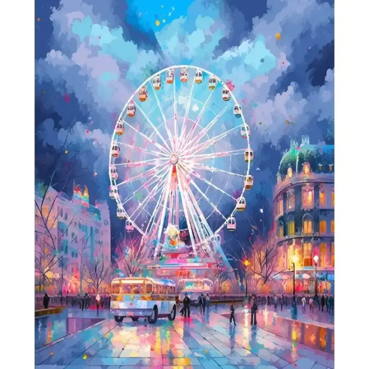 Ruopoty-pintura por números para adultos, regalo único de noria, imagen de dibujo en lienzo para decoración del hogar, obra de arte de pared de 40x50cm - 1
