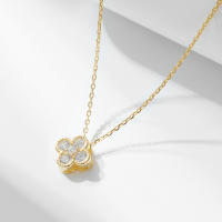Collar Colgante De Cuatro Hojas De Cloaca En Plata De Ley 925 Con Plateado 14K Y CZ Para Mujer Joyería De Moda Clavícula - details 5