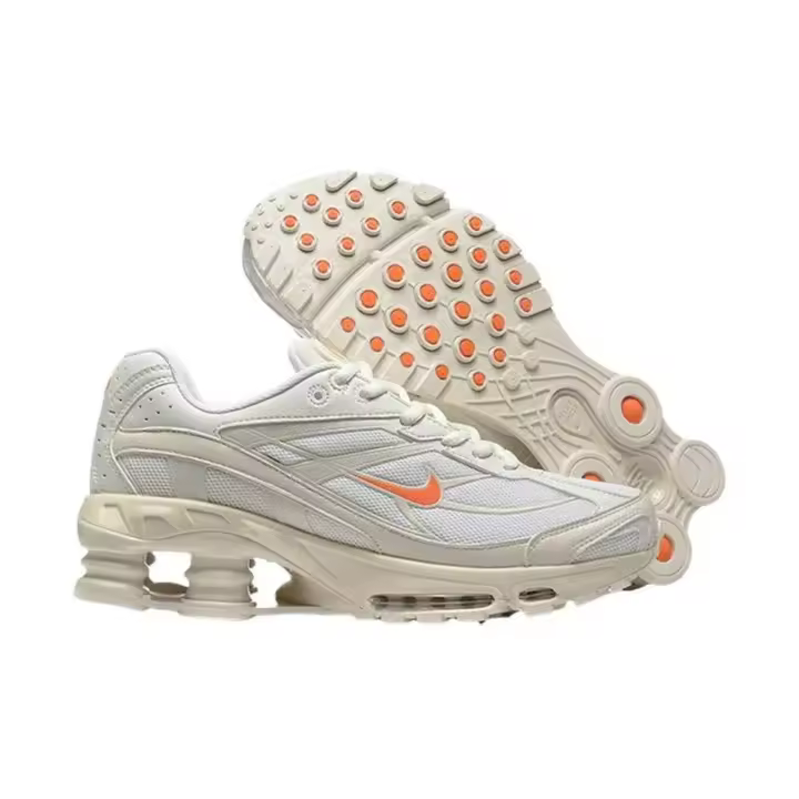 【Leten】 Shox Ride 2 Air Column Spring Fabric Versátil Antideslizante Resistente al desgaste Retro Zapatos para correr Beige/Blanco Hombres HQ5412-072 Pegatinas de pared - 1