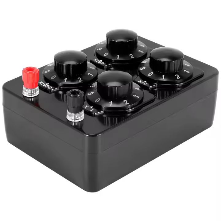 Caja de resistencia Simple de precisión Variable, instrumento de enseñanza, 0-9999 Ohm - 1