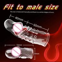 Empaque privado SEXY Nuevo Condón Reutilizable Funda Extensión Retraso Eyaculación Cubierta Extensor Vibrador Juguetes Sexuales Para Hombres Productos Para Adultos - details 5
