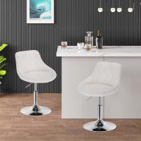 Taburete de Bar de Terciopelo Alto Regulable en Altura Diseño Giratorio para Peluquería - details 34