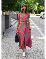 Vestido Floral Elegante con Escote en V Estampado Moderno, Transpirable, Perfecto para Trabajo y Ocasiones Casuales - details 8