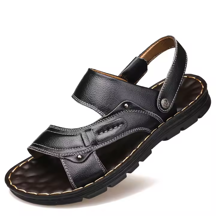 Sandalias de cuero para hombre, zapatos informales, ligeros y cómodos, para la playa y el verano - 1