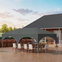 Carpa Gazebo 3x6m 6 Paredes Laterales Impermeable Protección UV 50+ Altura Ajustable Gris - details 6