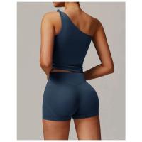 Top de Hombro Corto Deportivo de Moda para Mujeres Ropa Deportiva Elástica con Cuello Redondo - details 11