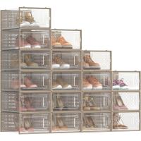 Cajas de Zapatos de Plástico Juego de 18 Organizadores Plegable, Apilable, Transparente, Blanco - details 28