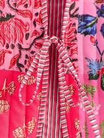 Ropa de otoño de 2024, mujer floral rosa, estampado de anacardo superior, chaleco vintage abotonado, chaleco acolchado para mujer con lazo frontal - details 25