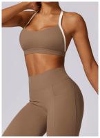 Sujetador Deportivo sin Costuras para Mujeres Encantador y Sexy Halter Bragas de Espalda Liberadas Lencería Sólida Top Femenino Belleza Espalda Inalámbrico Talla Única - details 21